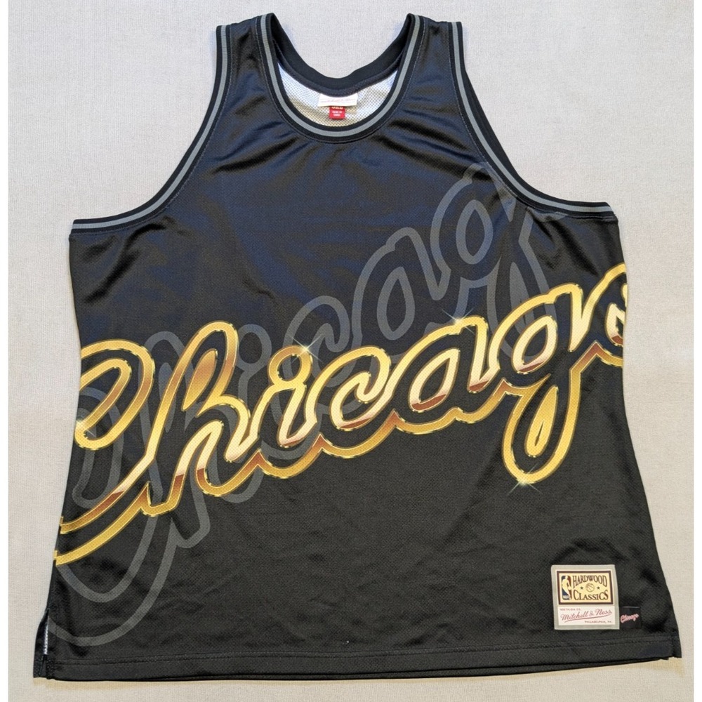 Chicago Bulls Jersey Mens 3XL Black Mitchell Ness NBA Big Face Basketball Tank